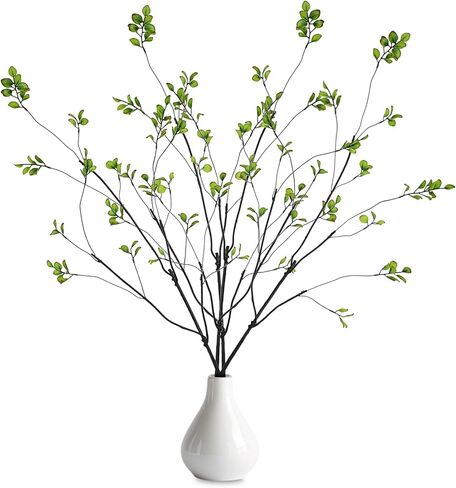 Gorqo 4 Pcs Faux Greenery Stems Branches for Vases, 47 Inch, 4-Way 12-Port Fake Ficus Twigs Stems and Branches for Vase, Realistic Ficus Branches Fake Eucalyptus Stems for Vase Fillers, Home Decor in Saudi Arabia