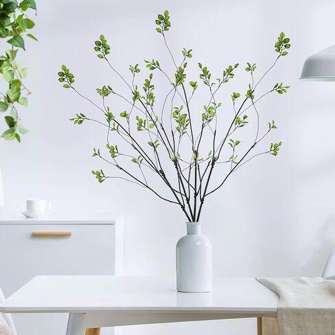 Gorqo 4 Pcs Faux Greenery Stems Branches for Vases, 47 Inch, 4-Way 12-Port Fake Ficus Twigs Stems and Branches for Vase, Realistic Ficus Branches Fake Eucalyptus Stems for Vase Fillers, Home Decor in Saudi Arabia