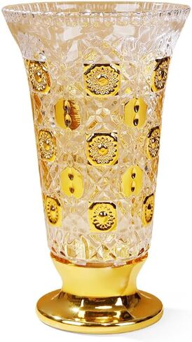 Hand Painted Gold Vase 11 inch Tall for Centerpieces,Kitchen,Office, Living Room,Wedding,Perfect Home Decor Glass Vase. in Saudi Arabia
