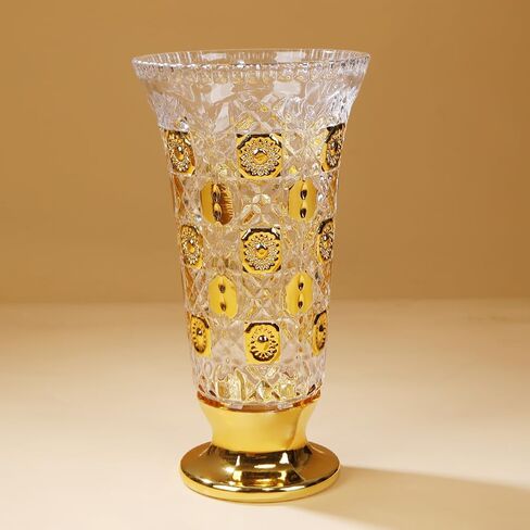 Hand Painted Gold Vase 11 inch Tall for Centerpieces,Kitchen,Office, Living Room,Wedding,Perfect Home Decor Glass Vase. in Saudi Arabia