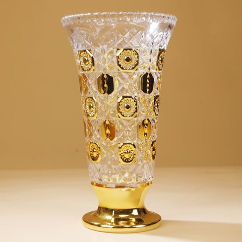 Hand Painted Gold Vase 11 inch Tall for Centerpieces,Kitchen,Office, Living Room,Wedding,Perfect Home Decor Glass Vase. in Saudi Arabia