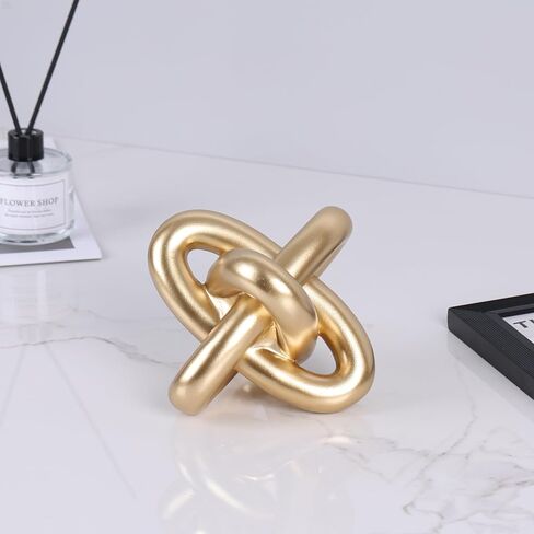 ديكور عقدة ذهبية - منحوتة هندسية حديثة لطاولة القهوة، رف الكتب، حامل التلفاز، المدخل، قطعة مركزية لغرفة المعيشة، تصميم عقدة بسيط، لمسة زخرفية لديكور المنزل، منحوتة ذهبية أنيقة in Kuwait