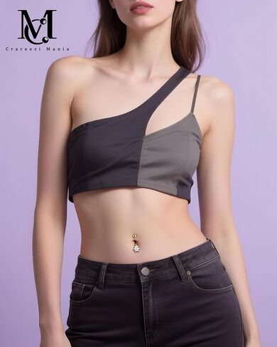 CM Crareesi Mania 14K Gold Belly Button Rings,14G Belly Piercing Jewelry Gold, 14K Solid Yellow Gold Belly Rings Flower Cute Navel Rings 10mm in Saudi Arabia