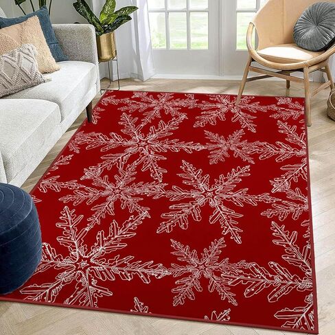 Azppsad Winter Area Rug, White Snowflakes on Blue Pattern, Machine Washable Modern Non-Slip Rug, Home Decor Floor Carpet for Classroom Laundry Bedroom Living Room, 5' x 7' in Saudi Arabia