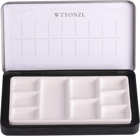 لوحة ألوان مائية ، لوحة السيراميك المحمولة 9 بئر ، مربع الطلاء المعدني بالملوحة الرطبة الفارغة مع لوحة الخزف (مربع سيلف) in Kuwait