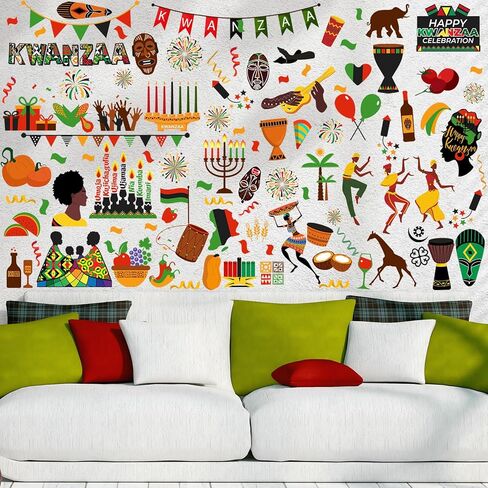 101 قطعة من ملصقات النوافذ Kwanzaa من Qeeenar، ملصقات لتزيين الجدران من Kwanzaa، ملصقات جدارية من شموع كينارا من الفينيل، شموع أمريكية أفريقية، ديكور حفلات العطلات، للفصول الدراسية المنزلية، 6 ورقات in Kuwait