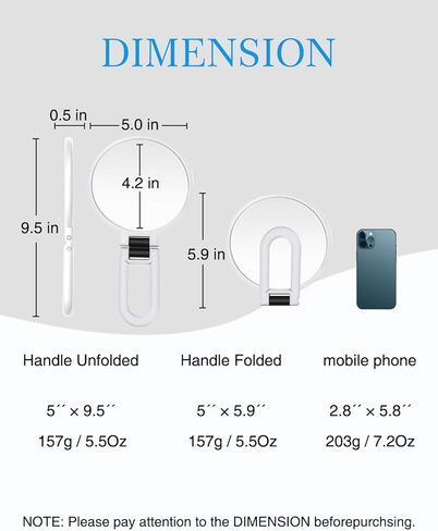 Hand Mirror, White Elegant Lightweight Portable Makeup Mirror with Anti-Shatter Glass, Perfect for Bathroom, Bedroom, Travel and Salon Use​ in Saudi Arabia