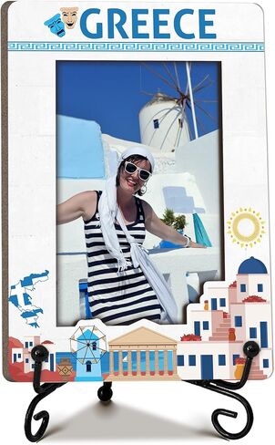 Ogleqoo New York Travel Picture Frame, 5 x 8 New York Themed Wooden Photo Frame with Stand, Vacation Anniversary Honeymoon Gifts For Friend Family Couples, Home Office Desk Decorations-A17 in Saudi Arabia