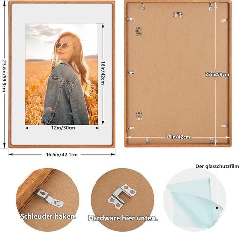 إطار صورة FOLANCRA A2، إطار مقاس 16.5 × 23.5، إطار ملصق كبير، إطار ملصق معرض من خشب الساج للصور/الأعمال الفنية/الملصقات in Kuwait