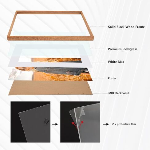 إطار صورة FOLANCRA A2، إطار مقاس 16.5 × 23.5، إطار ملصق كبير، إطار ملصق معرض من خشب الساج للصور/الأعمال الفنية/الملصقات in Kuwait