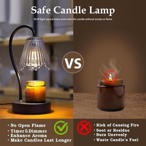 Black Candle Warmer Lamp, Electric Candle Warmer with Dimmable Light, Scented Wax Melter, No Smoke, with 2 Light Bulbs, Wax Melt Warmer for with Small Scented Candles, Home Decor in Saudi Arabia