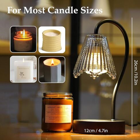 Black Candle Warmer Lamp, Electric Candle Warmer with Dimmable Light, Scented Wax Melter, No Smoke, with 2 Light Bulbs, Wax Melt Warmer for with Small Scented Candles, Home Decor in Saudi Arabia
