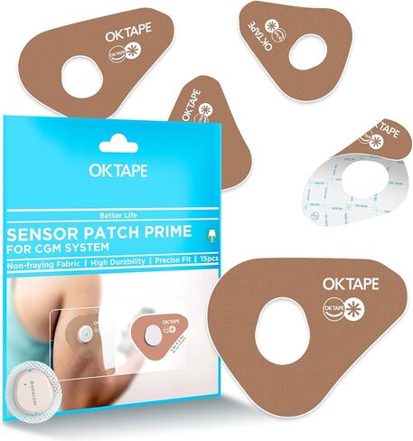 OK TAPE Over Patches لـ Dexcom G7، Stelo، لاصق مقاوم للماء ومضاد للحساسية، رقع مستشعر CGM، مقطوعة مسبقًا، خالية من الاهتراء، تبقى آمنة لمدة 10-14 يومًا، 15 قطعة in Kuwait