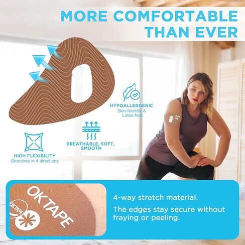 OK TAPE Over Patches لـ Dexcom G7، Stelo، لاصق مقاوم للماء ومضاد للحساسية، رقع مستشعر CGM، مقطوعة مسبقًا، خالية من الاهتراء، تبقى آمنة لمدة 10-14 يومًا، 15 قطعة in Kuwait