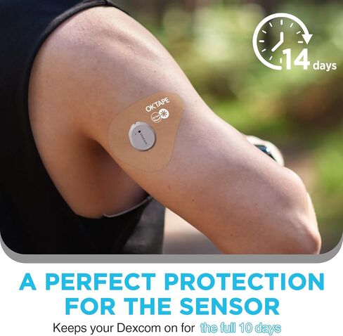 OK TAPE Over Patches لـ Dexcom G7، Stelo، لاصق مقاوم للماء ومضاد للحساسية، رقع مستشعر CGM، مقطوعة مسبقًا، خالية من الاهتراء، تبقى آمنة لمدة 10-14 يومًا، 15 قطعة in Kuwait
