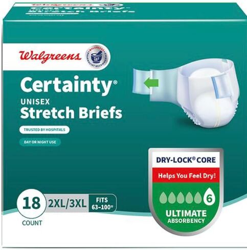 Pack of 2 of Certainty Unisex Stretch Briefs, 2XL/3XL, Ultimate Absorbency, 18 Count, Dry-Lock Core, Fits 63-100 inch in Saudi Arabia