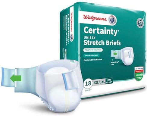 Pack of 2 of Certainty Unisex Stretch Briefs, 2XL/3XL, Ultimate Absorbency, 18 Count, Dry-Lock Core, Fits 63-100 inch in Saudi Arabia