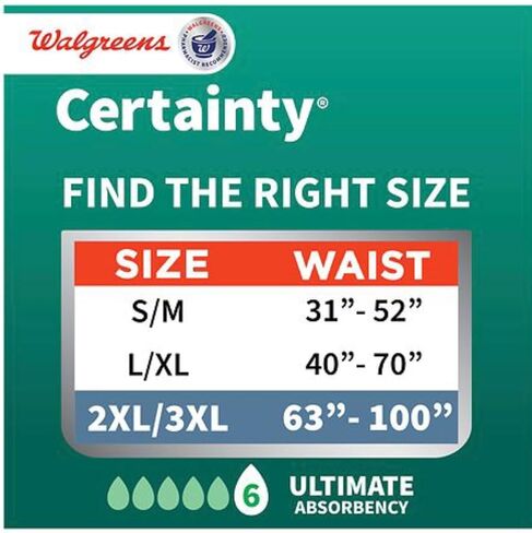 Pack of 2 of Certainty Unisex Stretch Briefs, 2XL/3XL, Ultimate Absorbency, 18 Count, Dry-Lock Core, Fits 63-100 inch in Saudi Arabia