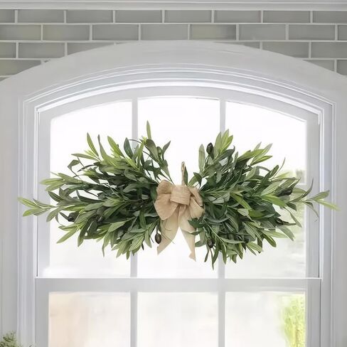 fkngcp Greenery Swag، 24 قطعة من زهور الزيتون الاصطناعية مع أوراق خضراء لحفلات الزفاف وحفلات الحائط وديكور حديقة المنزل in Kuwait