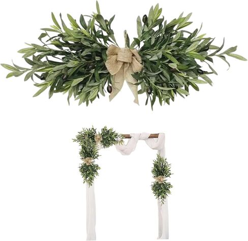 fkngcp Greenery Swag، 24 قطعة من زهور الزيتون الاصطناعية مع أوراق خضراء لحفلات الزفاف وحفلات الحائط وديكور حديقة المنزل in Kuwait