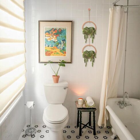 JUSTOYOU 2 قطعة نباتات معلقة وهمية عصارية صناعية خشبية معلقة زارع سلسلة اصطناعية من اللؤلؤ مع وعاء وحبل لغرفة المعيشة والحمام الداخلي والخارجي ديكور جدار بوهو in Kuwait