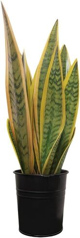 Artificial Snake Plants,Faux Snake Plant 14" Tropical Fake Plants Mini Tongue Plant for Home, Office & Garden Décor,Without Vase (4pcs) (Yellow-Green) in Saudi Arabia