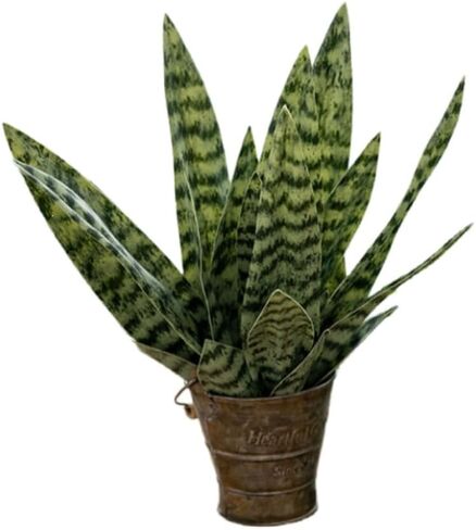 Artificial Snake Plants,Faux Snake Plant 14" Tropical Fake Plants Mini Tongue Plant for Home, Office & Garden Décor,Without Vase (4pcs) (Yellow-Green) in Saudi Arabia
