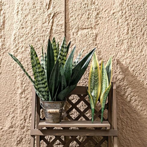 Artificial Snake Plants,Faux Snake Plant 14" Tropical Fake Plants Mini Tongue Plant for Home, Office & Garden Décor,Without Vase (4pcs) (Yellow-Green) in Saudi Arabia