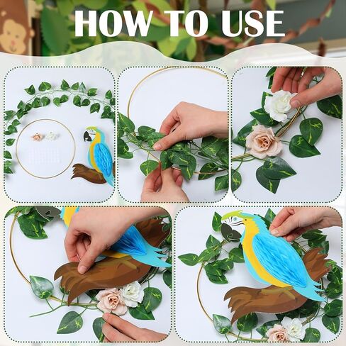 Gueevin 3 Set Tropical Bird Decorations Tropical Birds Honeycomb Parrot Beach Luau Tiki Bar Summer Party Decor with Artificial Vines Flowers for Jungle Theme Rainforest Birthday Home Hanging Decor in Saudi Arabia
