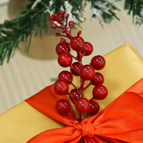 5.1inches Artificial Red Berry Stems Christmas Berry Picks Holly Berries Branches Fake Flower DIY Xmas Tree Party Decoration Supplies in Saudi Arabia