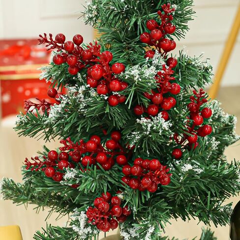 5.1inches Artificial Red Berry Stems Christmas Berry Picks Holly Berries Branches Fake Flower DIY Xmas Tree Party Decoration Supplies in Saudi Arabia