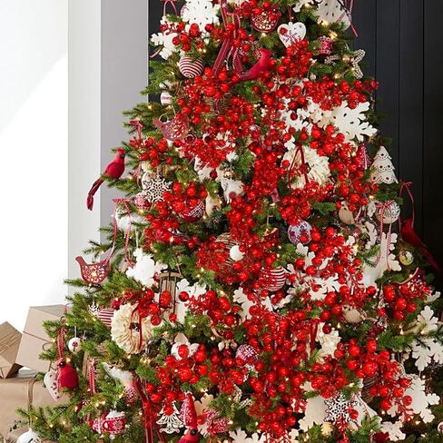 5.1inches Artificial Red Berry Stems Christmas Berry Picks Holly Berries Branches Fake Flower DIY Xmas Tree Party Decoration Supplies in Saudi Arabia