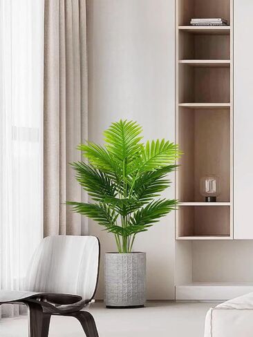 Rozwkeo Artificial Areca Palm Plant Fake Tropical Tree Perfect Faux Plants in Pot for Indoor Outdoor House Home Office Wedding Garden Modern Decoration Housewarming Gift (80cm Tall Palm) in Saudi Arabia