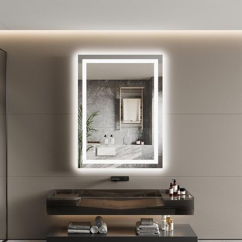 مرآة زينة LED مقاس 40x32 للحمام، إضاءة خلفية وأمامية مزدوجة، 3CCT قابلة للتعتيم، مضادة للضباب، زجاج مقسى مقاوم للكسر، معتمدة من ETL، ميزة الذاكرة، مرآة حائط حديثة بدون إطار مع أضواء in Saudi Arabia