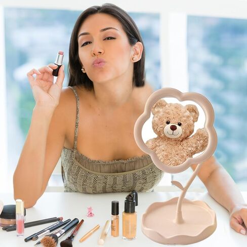 مرآة مكياج زهرية - تكبير مزدوج الجوانب مع قاعدة ثابتة، ديكور للحمام وغرفة النوم من أجل العناية الدقيقة in Saudi Arabia