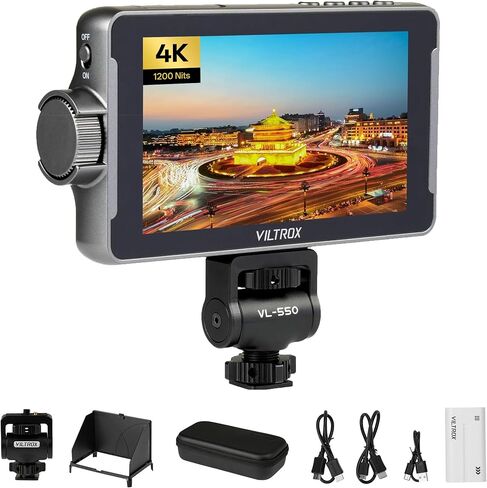 VILTROX DC-70 II 7 inch Camera Video Monitor, 4K Camera Field Monitor Kit with HDMI AV Input/Output for Canon Nikon Sony DSLR Camera, Peaking Focus Assist Video Monitor with Sunshade Hood/Battery in Saudi Arabia