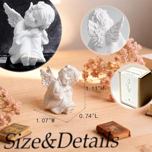 Small Angel Figurine for Home Decor - Detailed Cherub Sculpture in Gift Box, Soothing Resin Statue for Shelf Desk Display, Comfort Keepsake Gift for Women, Indoor Decor for Room Office Bedroom in Saudi Arabia