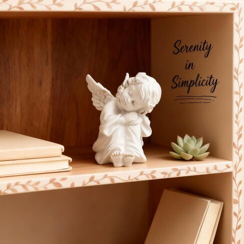 Small Angel Figurine for Home Decor - Detailed Cherub Sculpture in Gift Box, Soothing Resin Statue for Shelf Desk Display, Comfort Keepsake Gift for Women, Indoor Decor for Room Office Bedroom in Saudi Arabia