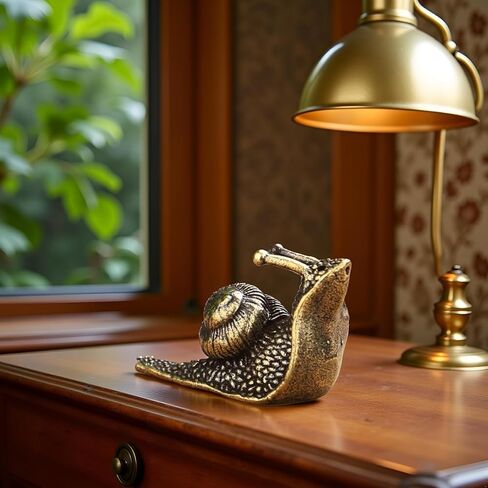 Brass Snail Figurine - Intricately Crafted Antique-Style Decorative Desk Accessory for Office & Home | Indoor/Outdoor Deco in Saudi Arabia