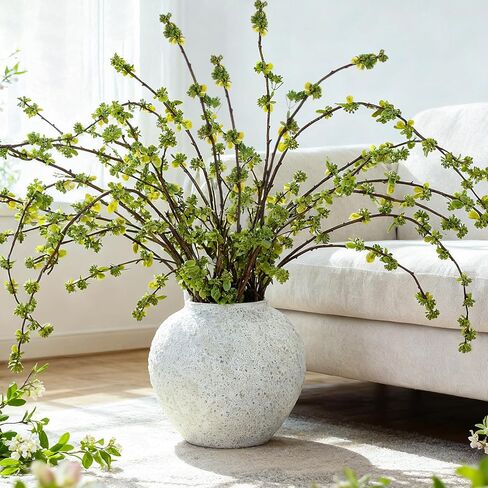 Zeyune 6 PCS الفروع الاصطناعية مع البراعم الخضراء 40 "دائمة الخضرة فو ، تختار الجذعية من الأطعمة في مزهرية DIY DIC INTOR DICER INDOOR و Outdoor Fall Decor in Kuwait