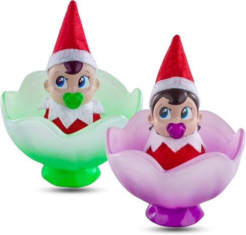 The Elf on the Shelf Frost Pips Mini Blooms with Frost Flower Cradle | Elf Baby Girl and Boy with Blue Eyes | Mini Elf Decorations for Kids | Frost Pips Collection of 2 in Saudi Arabia