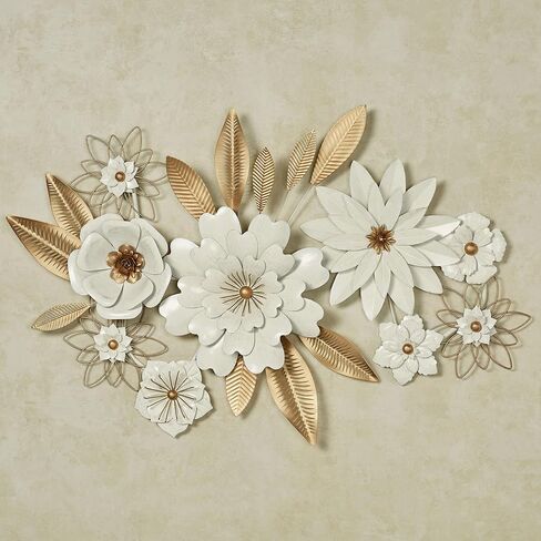 Touch of Class Blooming Assemblage Dimensional Metal Floral Wall Art Sculpture Ivory/Gold 39 in wide x 3.5 in deep x 27 in high in Saudi Arabia