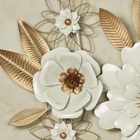 Touch of Class Blooming Assemblage Dimensional Metal Floral Wall Art Sculpture Ivory/Gold 39 in wide x 3.5 in deep x 27 in high in Saudi Arabia