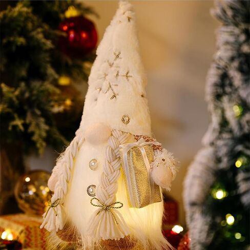 Kulurimi 2PCS عيد الميلاد التماثيل القطيفة مع قصب وهدية التماثيل المصنوعة يدويا أفخم الحلي قزم دمية عيد الميلاد التماثيل لتزيين الحفلات هدايا ديكور المنزل والمطبخ (أ) in Kuwait