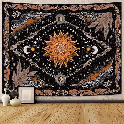 Wegklazax Celestial Sun and Moon Tapestry, Mystical Cosmic Wall Art for Room Decor, Bohemian Earthy Home Decor 60" L x 44" W in Saudi Arabia
