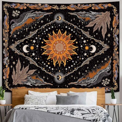 Wegklazax Celestial Sun and Moon Tapestry, Mystical Cosmic Wall Art for Room Decor, Bohemian Earthy Home Decor 60" L x 44" W in Saudi Arabia