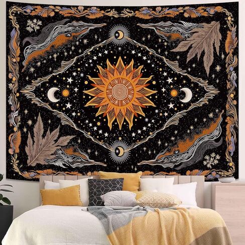 Wegklazax Celestial Sun and Moon Tapestry, Mystical Cosmic Wall Art for Room Decor, Bohemian Earthy Home Decor 60" L x 44" W in Saudi Arabia
