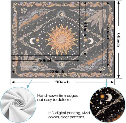 Wegklazax Celestial Sun and Moon Tapestry, Mystical Cosmic Wall Art for Room Decor, Bohemian Earthy Home Decor 60" L x 44" W in Saudi Arabia