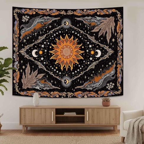 Wegklazax Celestial Sun and Moon Tapestry, Mystical Cosmic Wall Art for Room Decor, Bohemian Earthy Home Decor 60" L x 44" W in Saudi Arabia