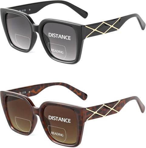 JM Bifocal Reading Sunglasses for Women, Oversized Fashion Square Gradient Sun Readers Outdoor UV400 in Saudi Arabia